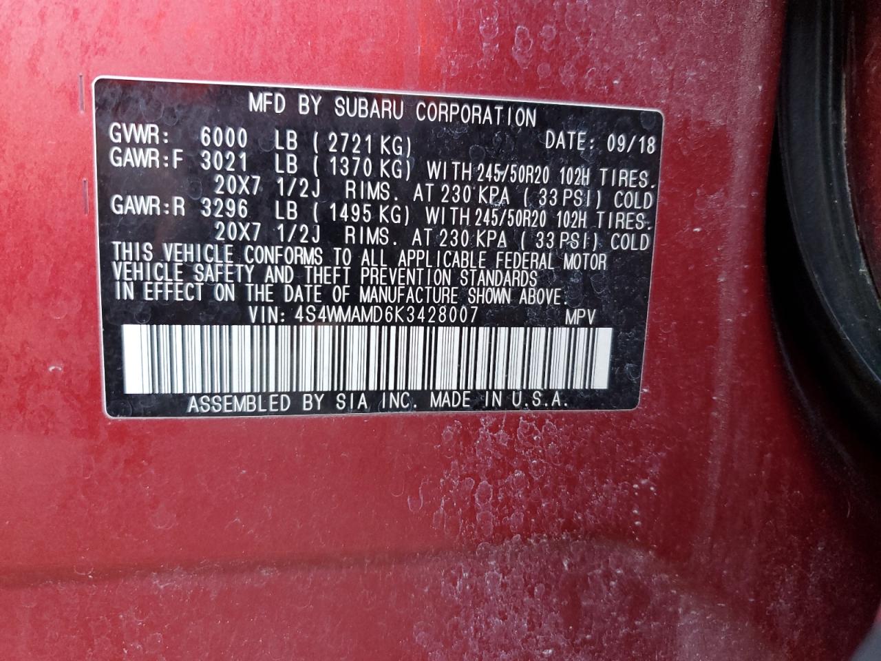 SUBARU ASCENT LIMITED