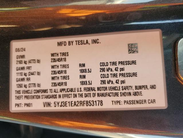 2024 TESLA MODEL 3 #3285681684