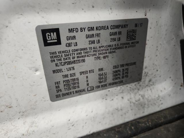 2017 CHEVROLET TRAX 1LT - KL7CJPSB5HB225190