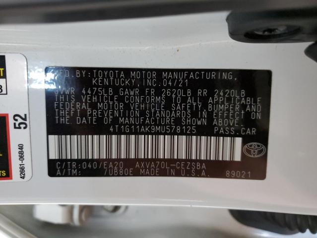 2021 TOYOTA CAMRY SE 4T1G11AK9MU578125