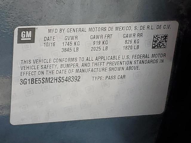 2017 CHEVROLET CRUZE LT 3G1BE5SM2HS548392