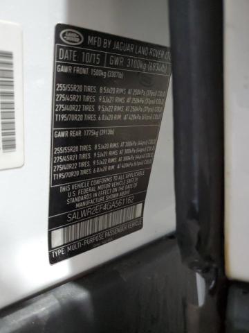 2016 LAND ROVER RANGE ROVE SALWR2EF4GA561162