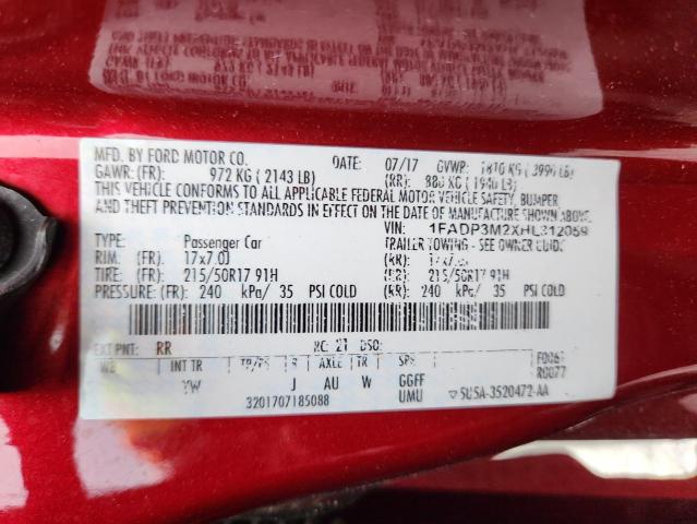 2017 FORD FOCUS SEL 1FADP3M2XHL312059