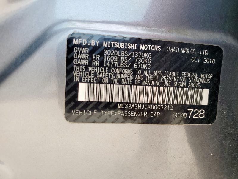 2019 MITSUBISHI MIRAGE - ML32A3HJ1KH003212