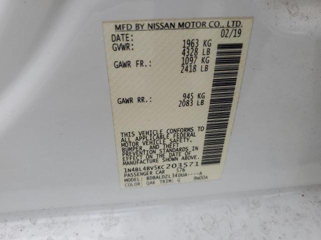 2019 NISSAN ALTIMA S - 1N4BL4BV5KC203571