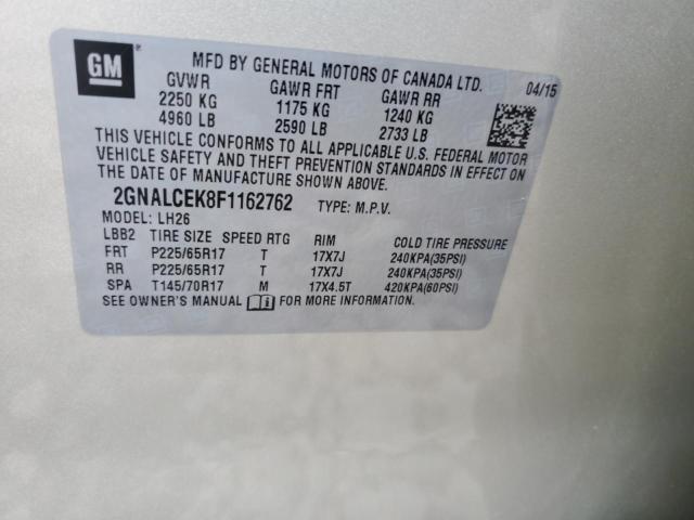 2015 CHEVROLET EQUINOX LT 2GNALCEK8F1162762