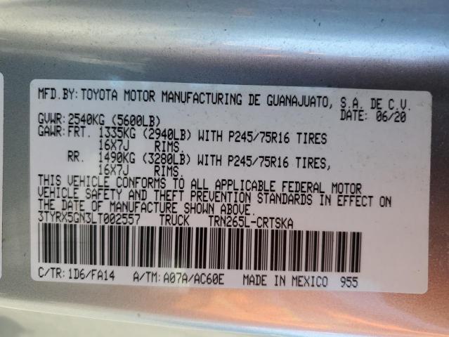 2020 TOYOTA TACOMA ACC - 3TYRX5GN3LT002557