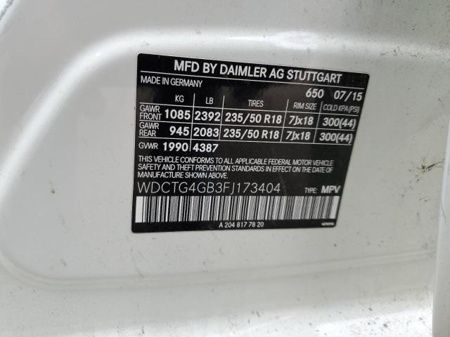 2015 MERCEDES-BENZ GLA 250 4M WDCTG4GB3FJ173404