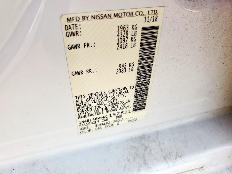 2019 NISSAN ALTIMA S - 1N4BL4BV6KC152811