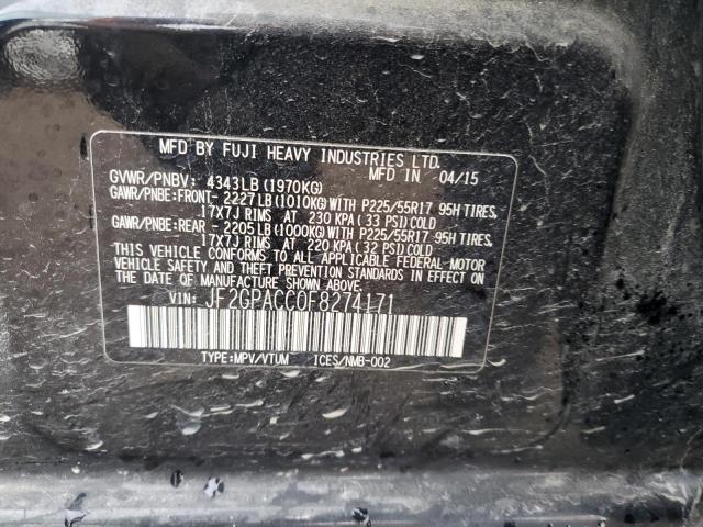 2015 SUBARU XV CROSSTR JF2GPACC0F8274171