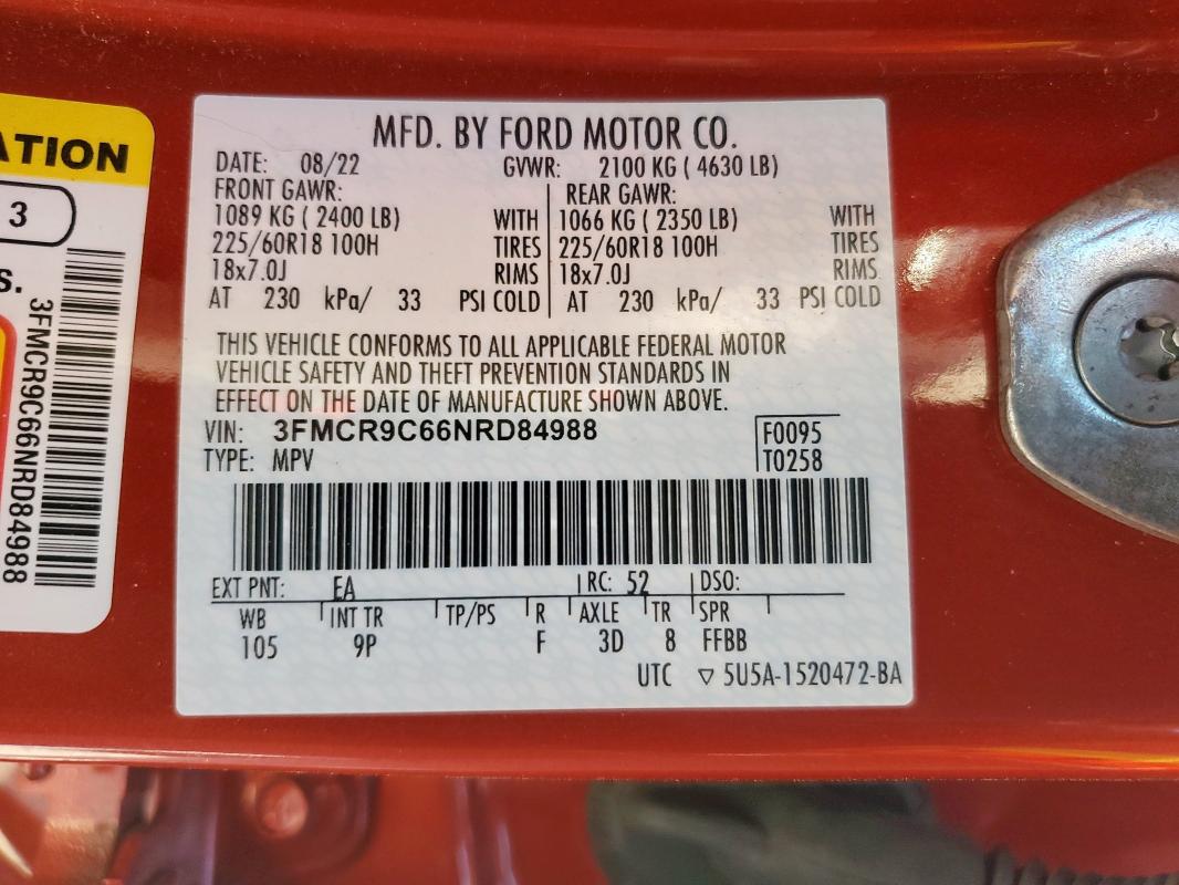 2022 FORD BRONCO SPO 3FMCR9C66NRD84988