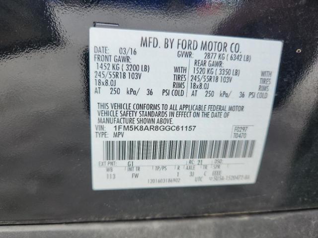 2016 FORD EXPLORER POLICE INTERCEPTOR 1FM5K8AR8GGC61157
