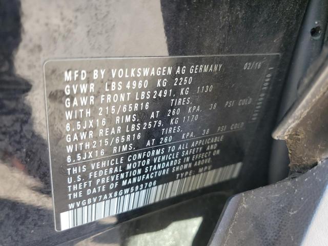 2016 VOLKSWAGEN TIGUAN S WVGBV7AX8GW593706