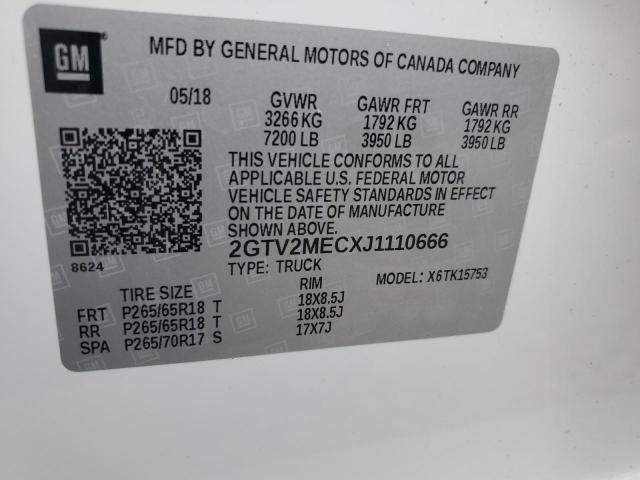 2018 GMC SIERRA K15 2GTV2MECXJ1110666