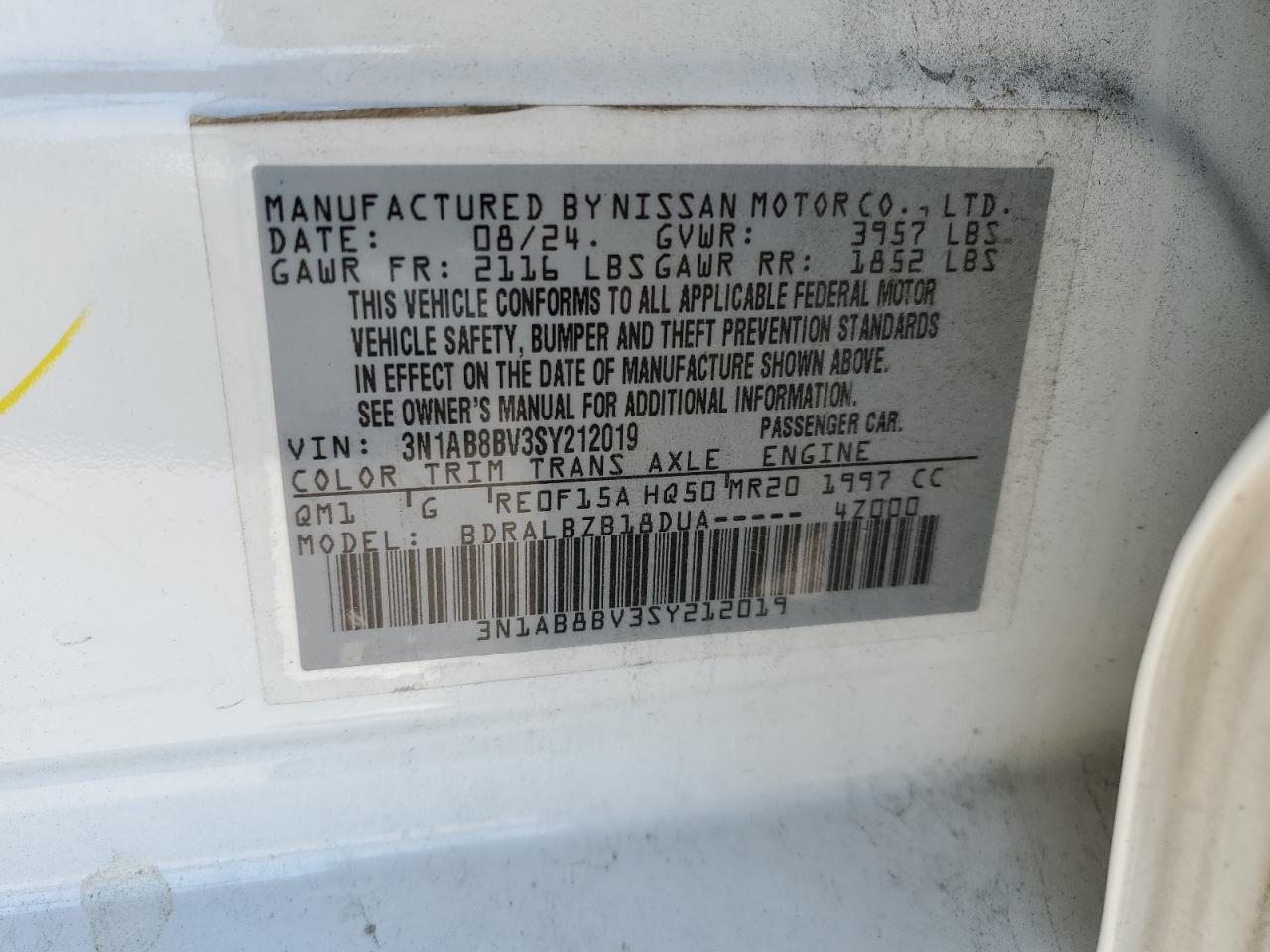 Lot #3304593435 2025 NISSAN SENTRA S