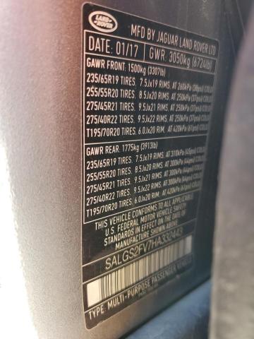 2017 LAND ROVER RANGE ROVE SALGS2FV7HA332443