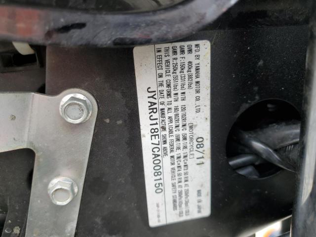 2012 YAMAHA FZ6 R JYARJ18E7CA008150