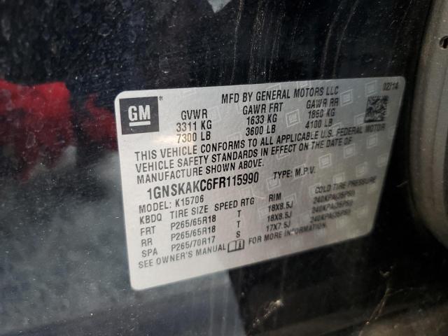 2015 CHEVROLET TAHOE K150 1GNSKAKC6FR115990