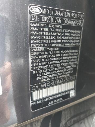2021 LAND ROVER RANGE ROVE SALWR2SU3MA750724