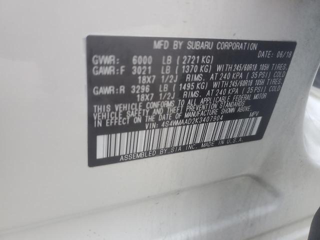 2019 SUBARU ASCENT 4S4WMAAD2K3407904