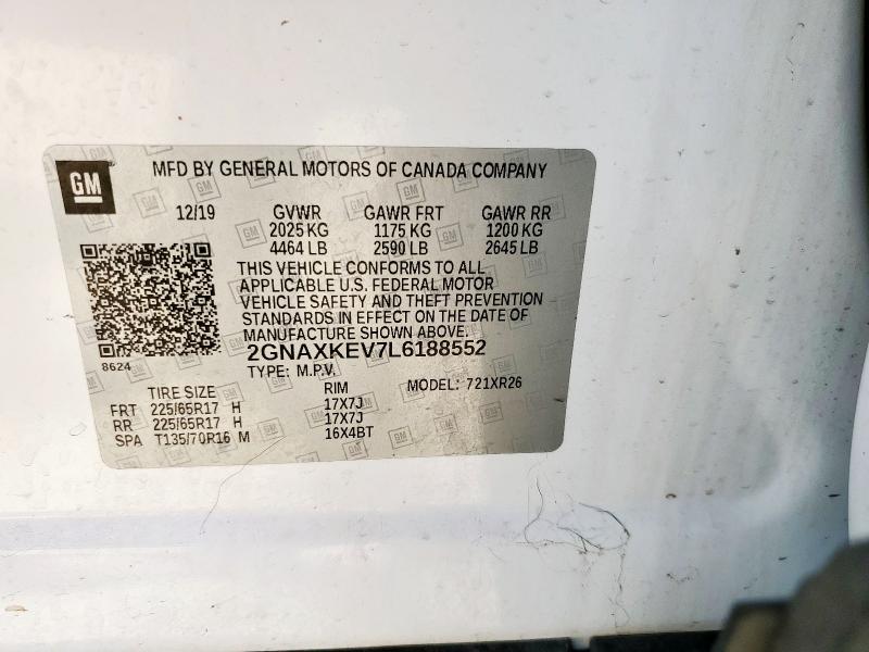 2020 CHEVROLET EQUINOX LT 2GNAXKEV7L6188552