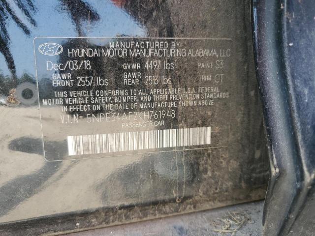 2019 HYUNDAI SONATA LIM 5NPE34AF2KH761948