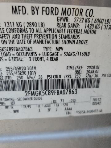 2015 FORD FLEX SEL 2FMGK5C89FBA07863