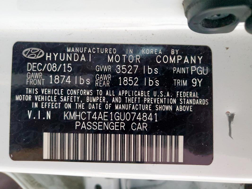 2016 HYUNDAI ACCENT SE KMHCT4AE1GU074841