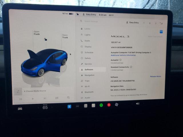 2022 TESLA MODEL 3 5YJ3E1EA8NF368926