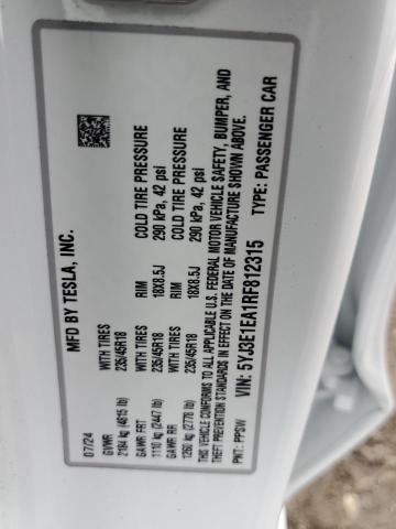 2024 TESLA MODEL 3 5YJ3E1EA1RF812315
