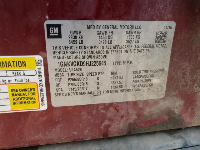 2017 CHEVROLET TRAVERSE LT 1GNKVGKD9HJ225646