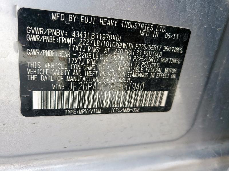 2013 SUBARU XV CROSSTR #3261953502