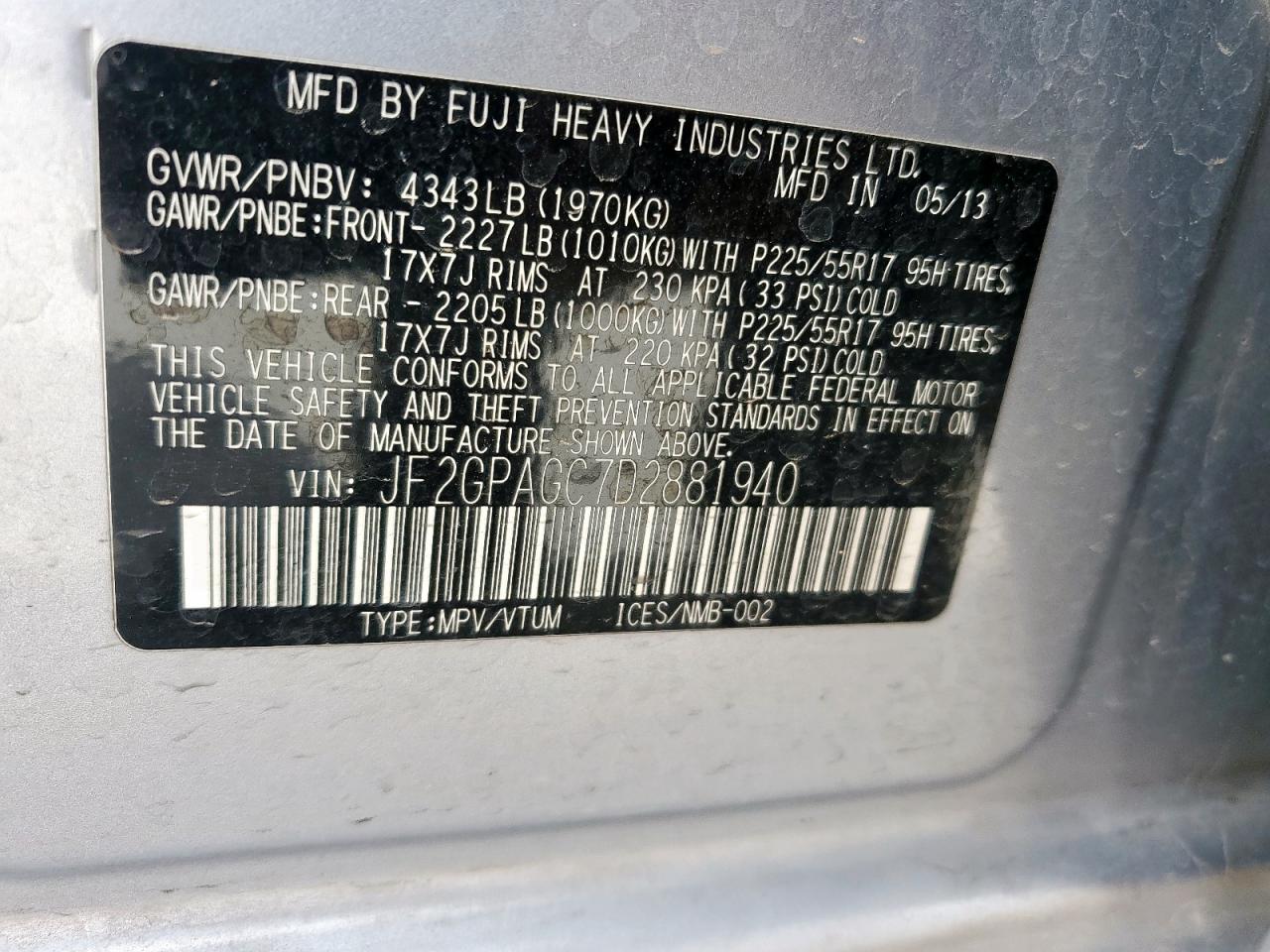 SUBARU XV 2.0 LIMITED