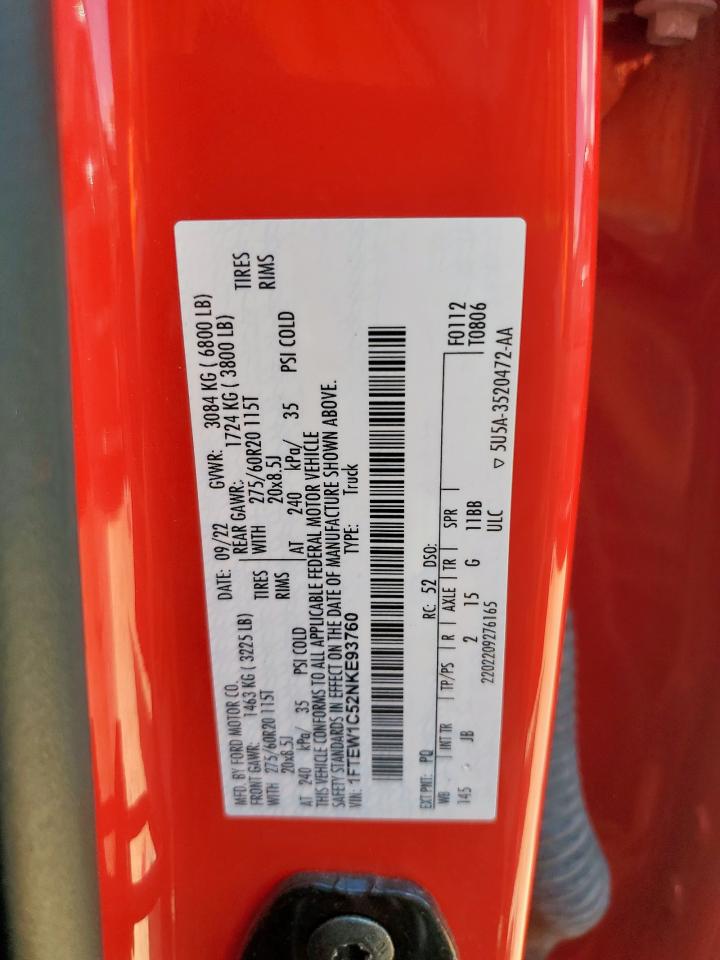 Lot #3304872540 2022 FORD F150 SUPER