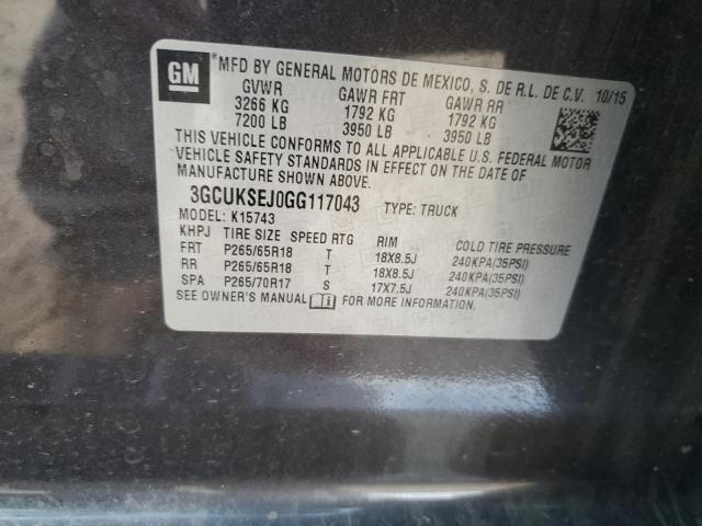 2016 CHEVROLET SILVERADO K1500 LTZ 3GCUKSEJ0GG117043