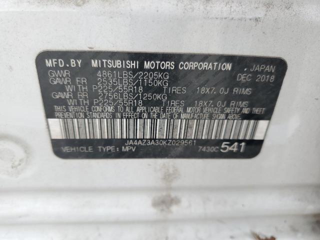 2019 MITSUBISHI OUTLANDER JA4AZ3A30KZ029561