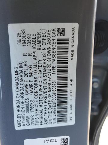 2025 HONDA CIVIC SPOR 2HGFE2F50SH606781