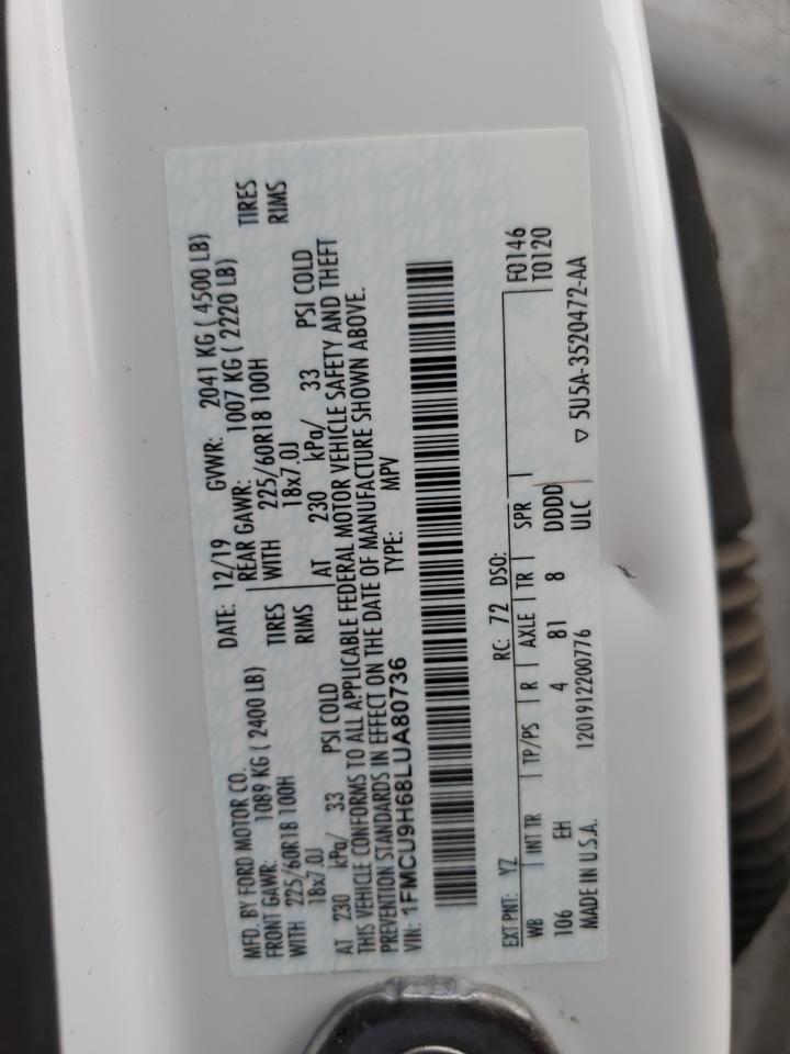 Lot #3302982638 2020 FORD ESCAPE SEL