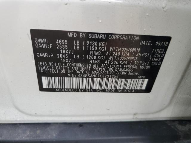 2019 SUBARU OUTBACK 2. 4S4BSANC7K3231356