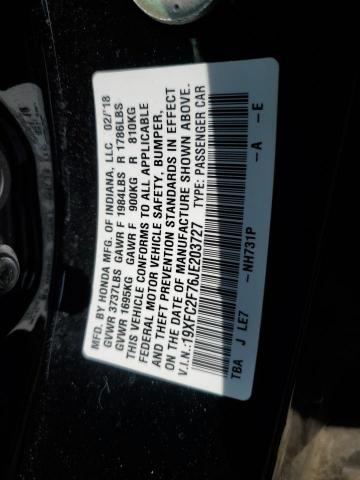 2018 HONDA CIVIC EX 19XFC2F76JE203727