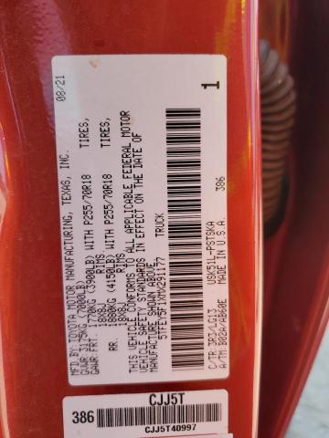 2021 TOYOTA TUNDRA CRE 5TFEY5F1XMX291177