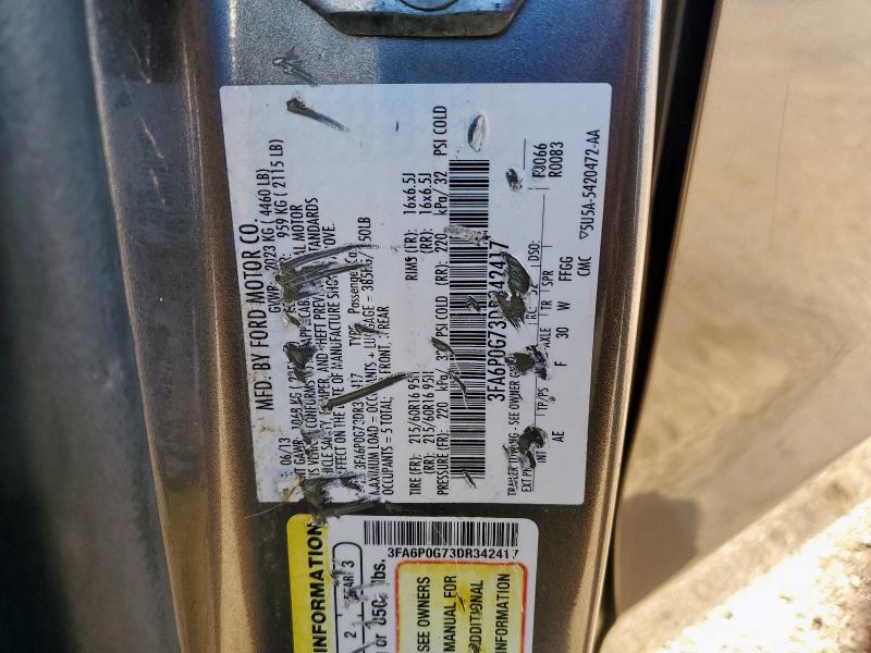 2013 FORD FUSION S - 3FA6P0G73DR342417