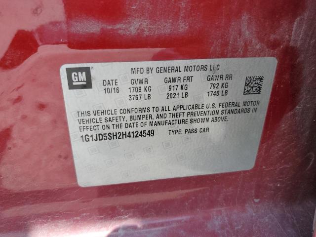 2017 CHEVROLET SONIC LT 1G1JD5SH2H4124549
