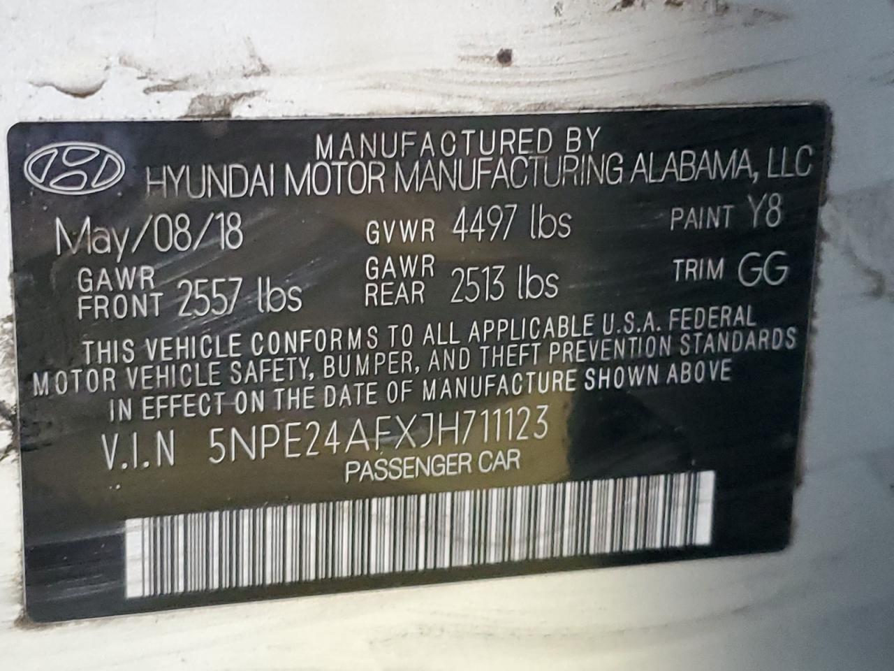 Lot #3304531437 2018 HYUNDAI SONATA SE