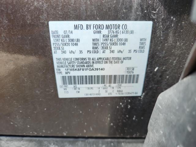 2015 FORD EXPLORER L 1FM5K8F81FGA39140