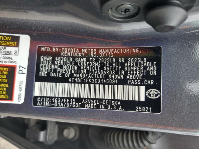 2012 TOYOTA CAMRY BASE - 4T1BF1FK3CU145094