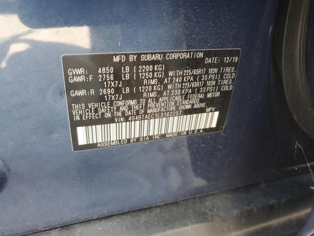 2020 SUBARU OUTBACK PR 4S4BTAEC1L3162257