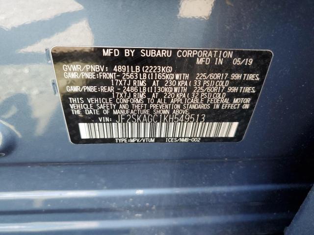 2019 SUBARU FORESTER PREMIUM JF2SKAGC1KH549513
