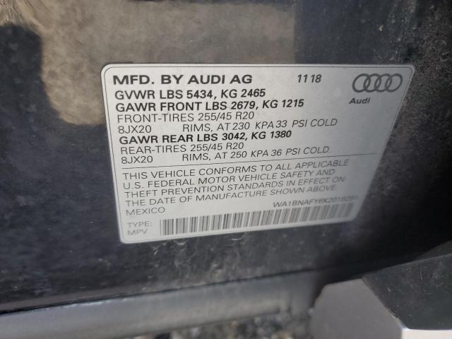 2019 AUDI Q5 PREMIUM WA1BNAFY6K2018291
