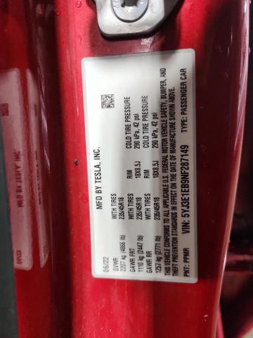 2022 TESLA MODEL 3 5YJ3E1EB9NF287149